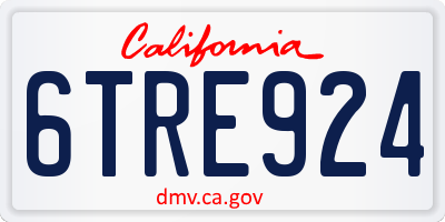 CA license plate 6TRE924