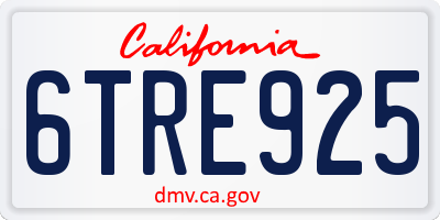 CA license plate 6TRE925