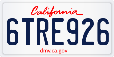 CA license plate 6TRE926