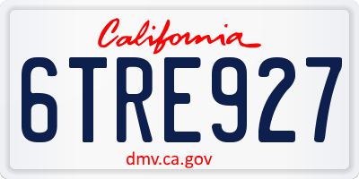 CA license plate 6TRE927
