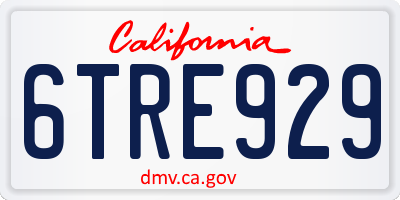 CA license plate 6TRE929