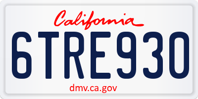 CA license plate 6TRE930
