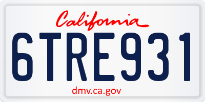 CA license plate 6TRE931