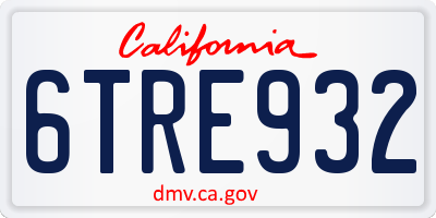 CA license plate 6TRE932