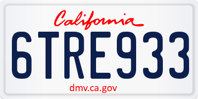 CA license plate 6TRE933