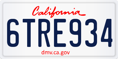CA license plate 6TRE934