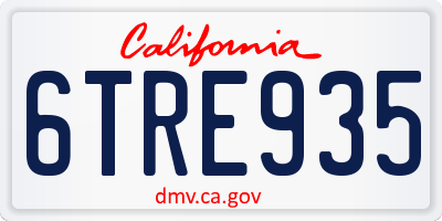 CA license plate 6TRE935