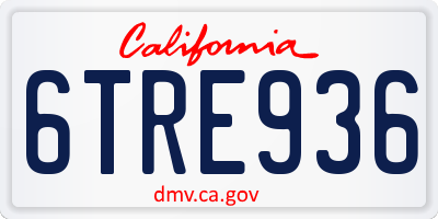 CA license plate 6TRE936