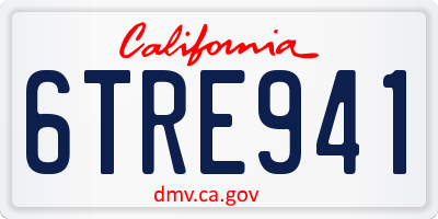 CA license plate 6TRE941