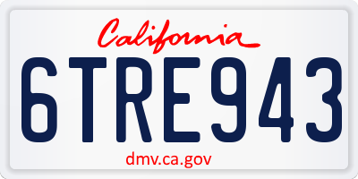 CA license plate 6TRE943
