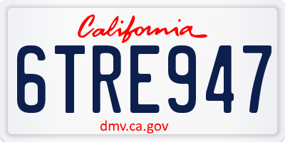 CA license plate 6TRE947