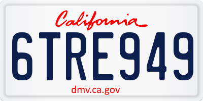 CA license plate 6TRE949