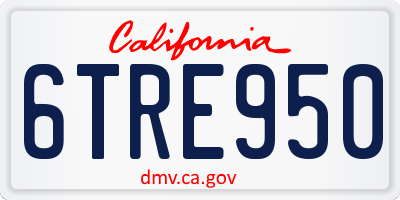 CA license plate 6TRE950