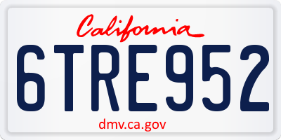 CA license plate 6TRE952