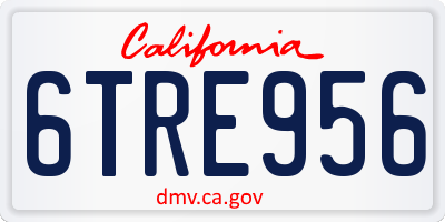 CA license plate 6TRE956