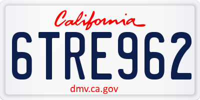 CA license plate 6TRE962