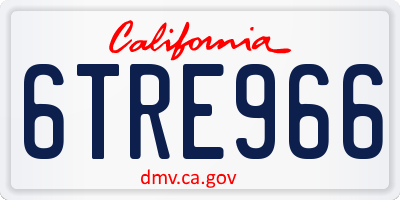 CA license plate 6TRE966