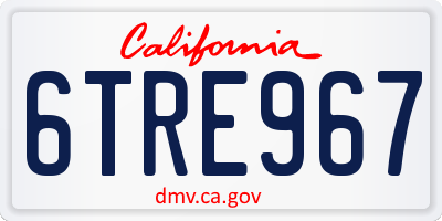 CA license plate 6TRE967