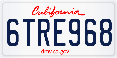 CA license plate 6TRE968