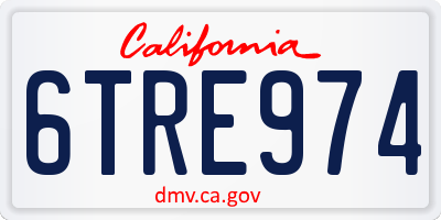 CA license plate 6TRE974