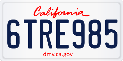 CA license plate 6TRE985