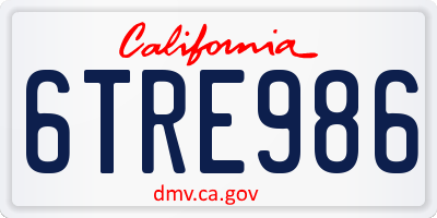 CA license plate 6TRE986