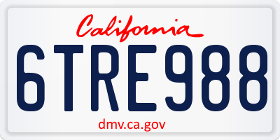 CA license plate 6TRE988