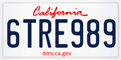 CA license plate 6TRE989