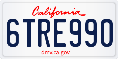 CA license plate 6TRE990