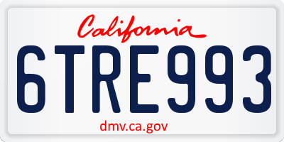 CA license plate 6TRE993