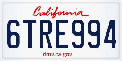 CA license plate 6TRE994