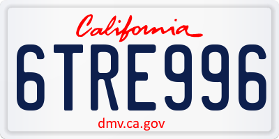 CA license plate 6TRE996