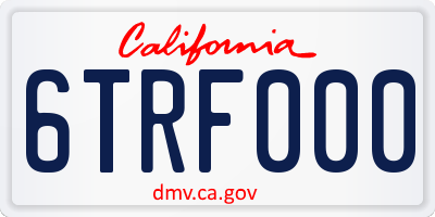 CA license plate 6TRF000