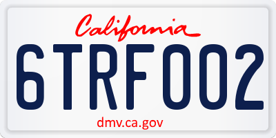 CA license plate 6TRF002
