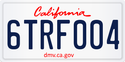 CA license plate 6TRF004
