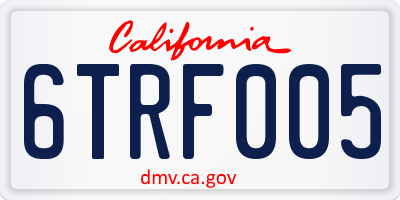 CA license plate 6TRF005