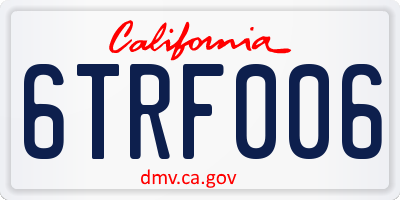 CA license plate 6TRF006