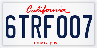 CA license plate 6TRF007