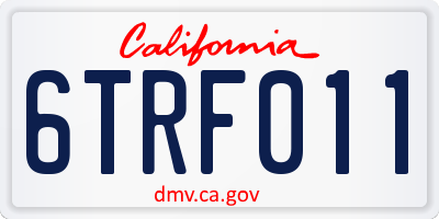 CA license plate 6TRF011