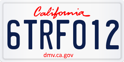 CA license plate 6TRF012