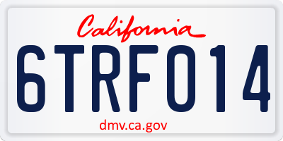 CA license plate 6TRF014