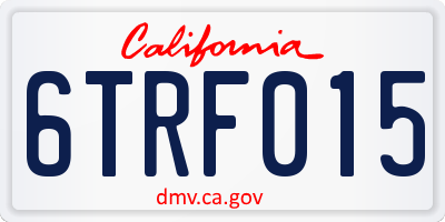 CA license plate 6TRF015