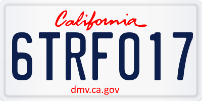 CA license plate 6TRF017