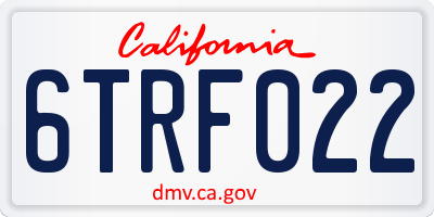CA license plate 6TRF022
