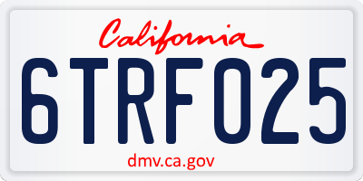 CA license plate 6TRF025