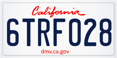 CA license plate 6TRF028