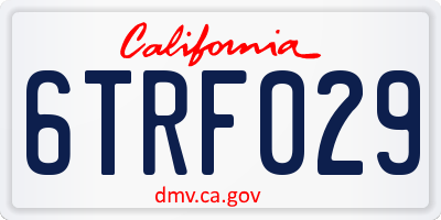 CA license plate 6TRF029