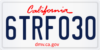 CA license plate 6TRF030