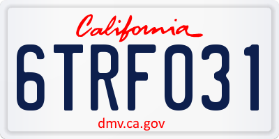 CA license plate 6TRF031