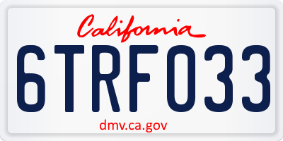 CA license plate 6TRF033